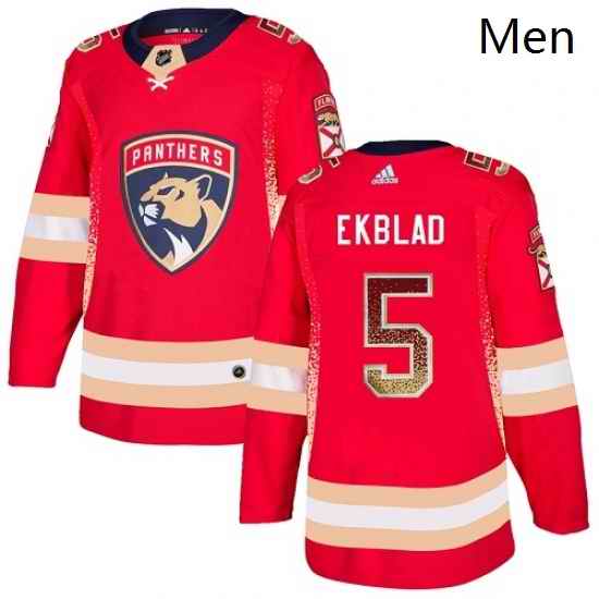 Mens Adidas Florida Panthers 5 Aaron Ekblad Authentic Red Drift Fashion NHL Jersey